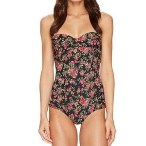 Dolce & Gabbana NWT Black Floral One Piece Swim
